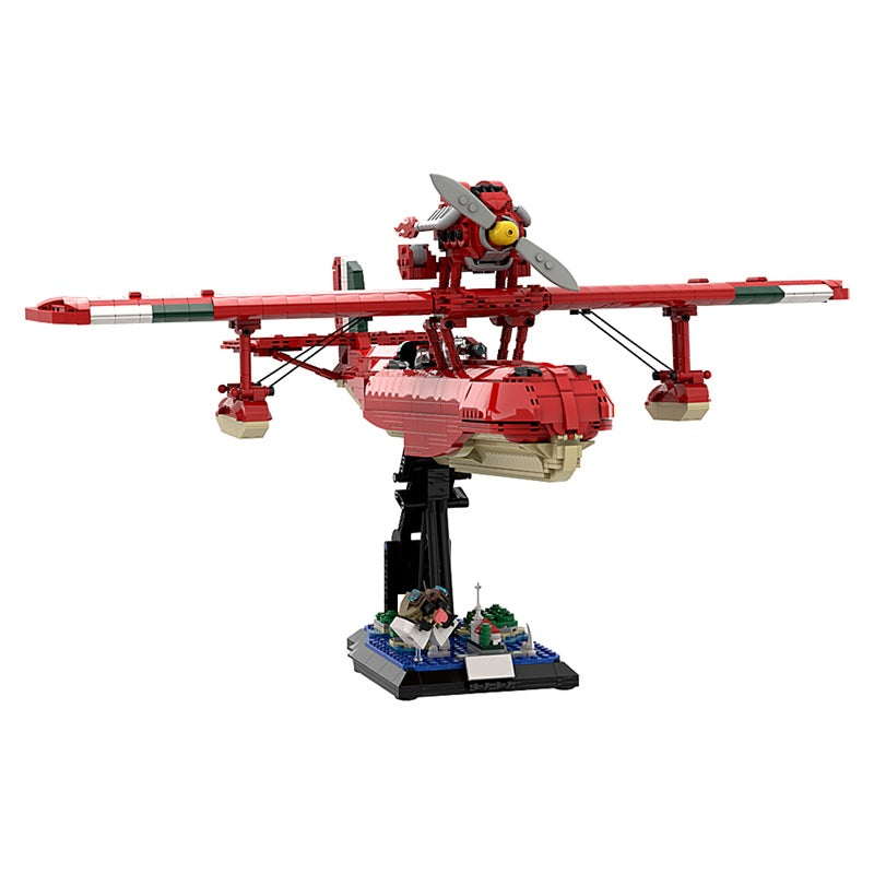 GOBRICKS MOC 172829 Porco Rosso Savoia S.21 Folgore + Stand