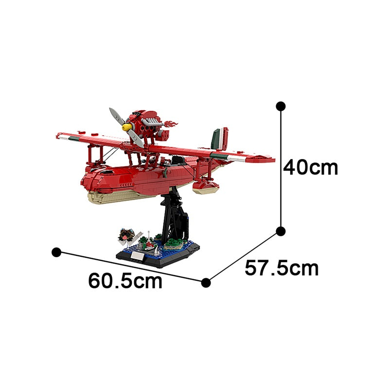 GOBRICKS MOC 172829 Porco Rosso Savoia S.21 Folgore + Stand