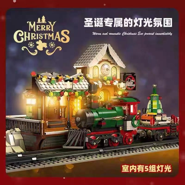 Jie Star 89142 The Railway Station At Christmas w/ Light