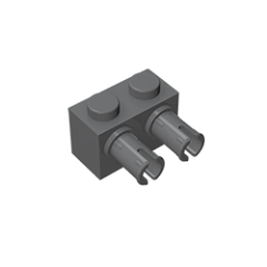 GOBRICKS GDS-957 Brick, Modified 1 x 2 with Pins
